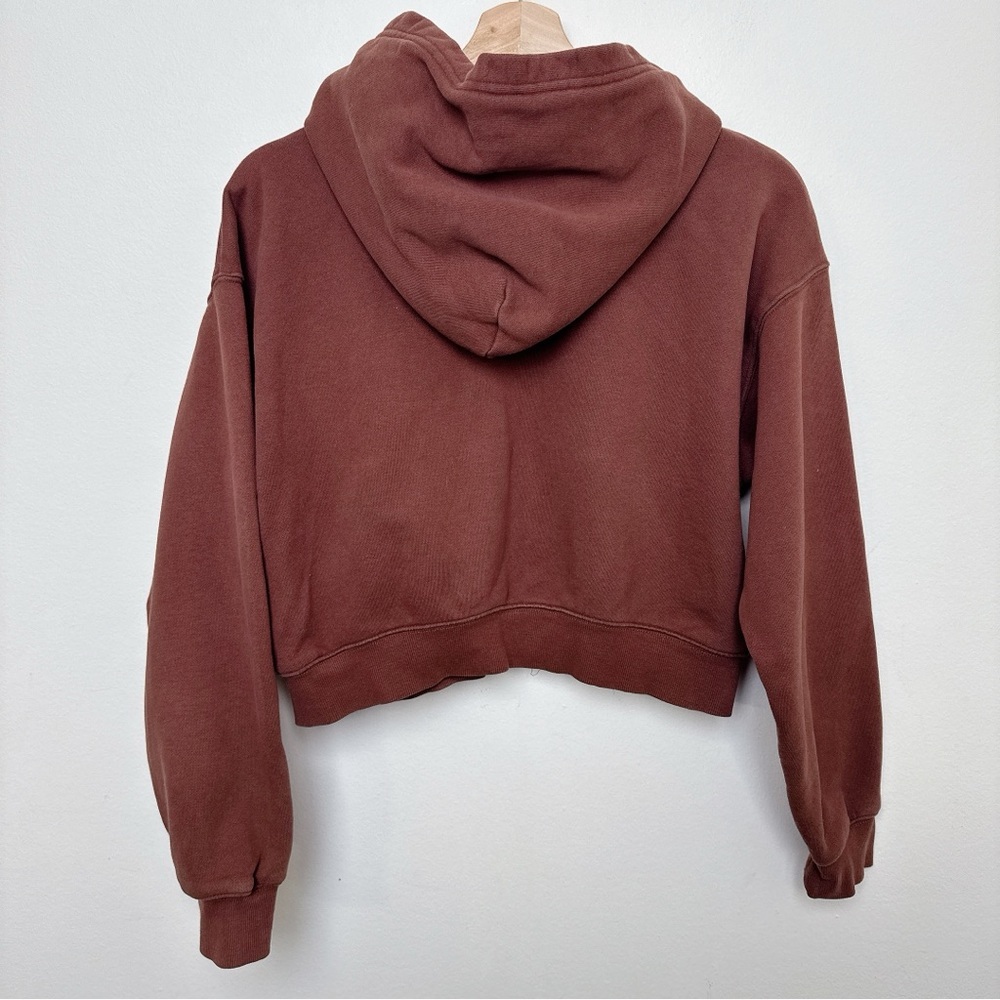 Aritzia TNA Womens Xsmall Cozy Fleece Perfect Zip-Up Hoodie in Cognac - Picture 11 of 11